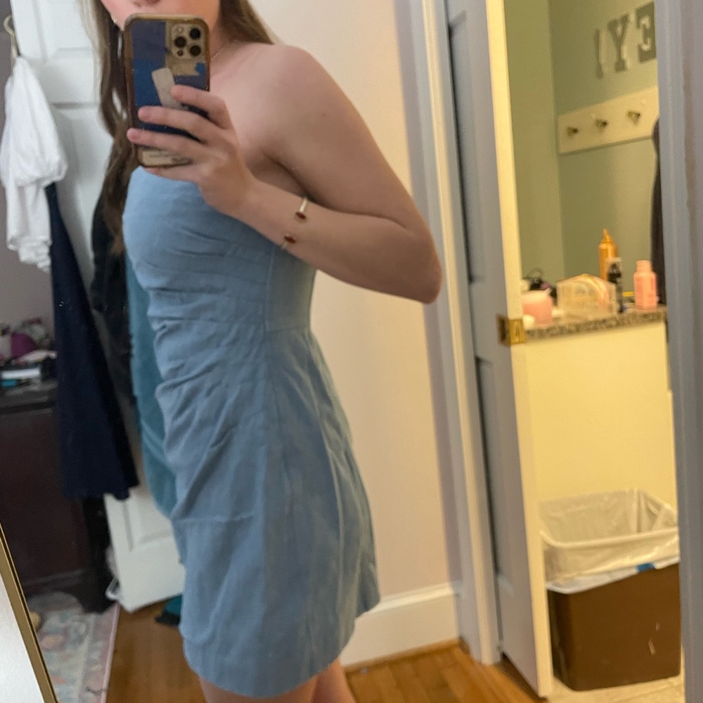 Astr Strapless Light wash denim Dress - Picture 2 of 5